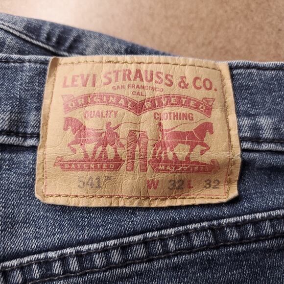 Levi's 541 Jeans Mens 32x32 Blue Dark Wash Faded Tapered Leg Stretch Denim Y2K - Picture 10 of 13